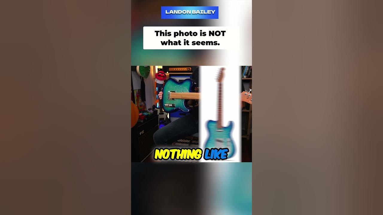 YouTube post by @landonbailey for Fender. Caption reads: [...] 🛒 Musician's Friend 🛒 Fender 🛒 Guitar....
