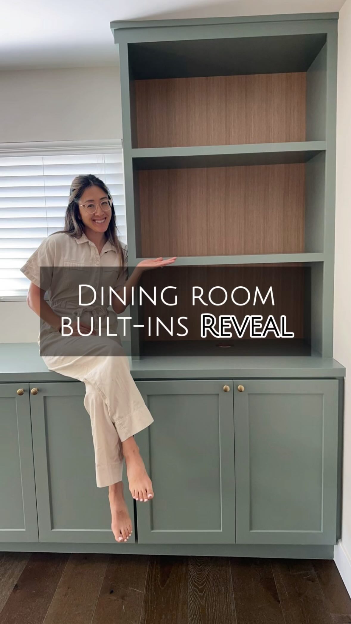 Instagram post by @parkplaceabode for Benjamin Moore. Caption reads: ✨ DINING ROOM BUILT-INS REVEAL ✨ 

Another....