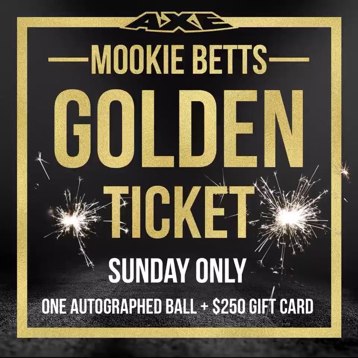 Instagram post by @mookiebetts for Axe Bat. Caption reads: The crew @AxeBat has randomly placed ONE of my....