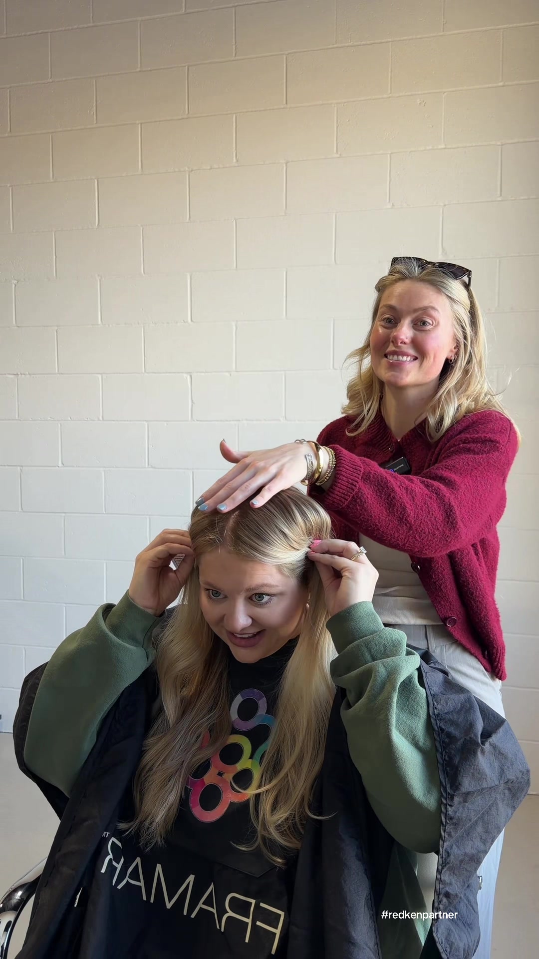 TikTok post by @kyndal_bret for Framar. Caption reads: [...] out on something special @Redken @framar....