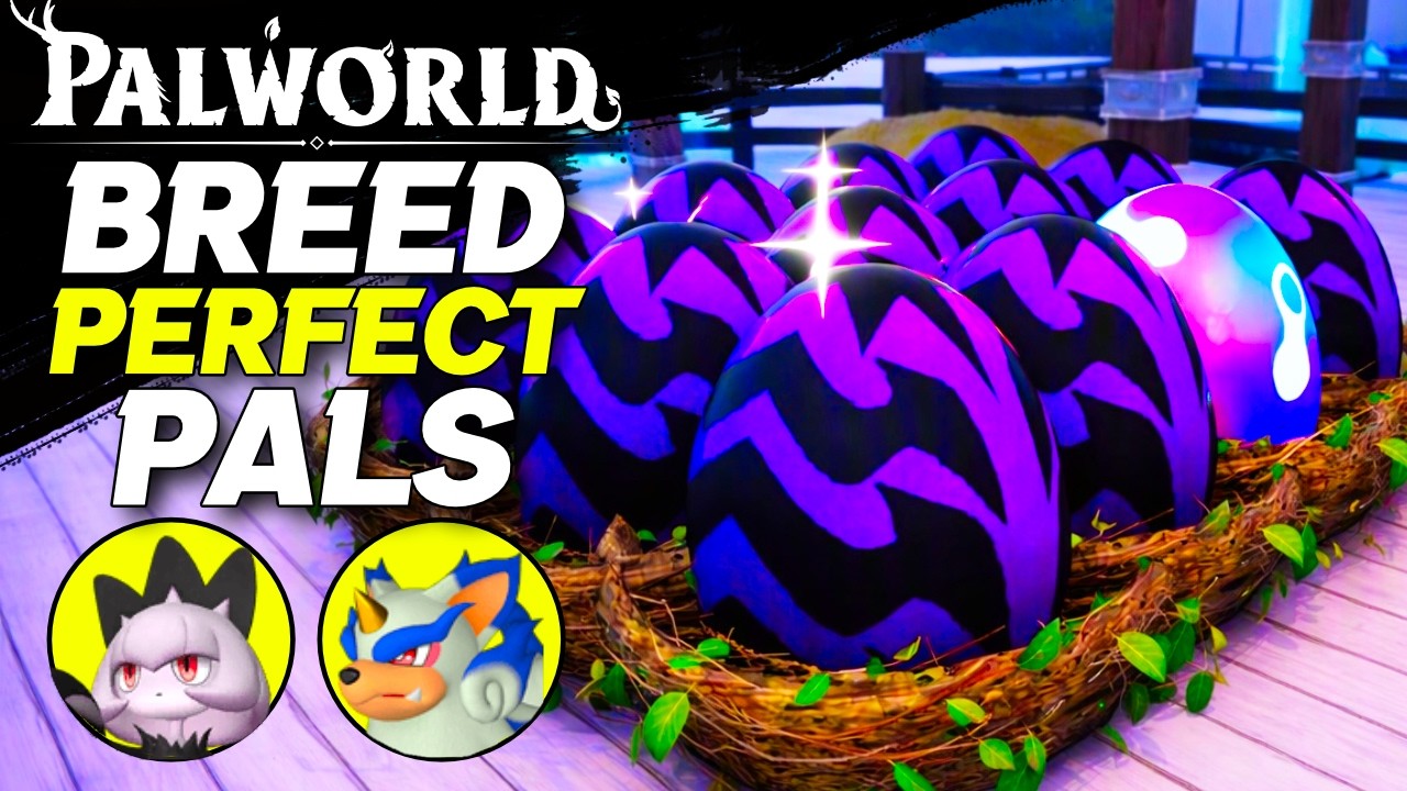 YouTube post by @AbbyHour for ADVANCEDgg. Caption reads: Palworld Breeding Guide for Beginners!.