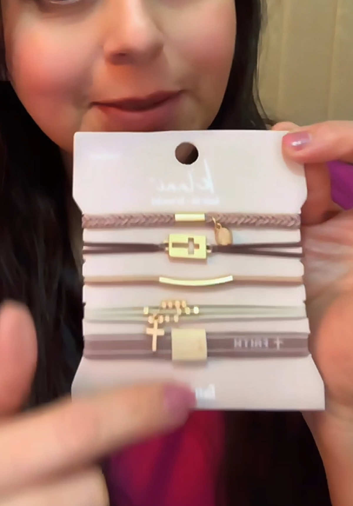 TikTok post by @anapatty068_ for K’Lani. Caption reads: Faith - Hair Tie Bracelet@K'lani #Faith....