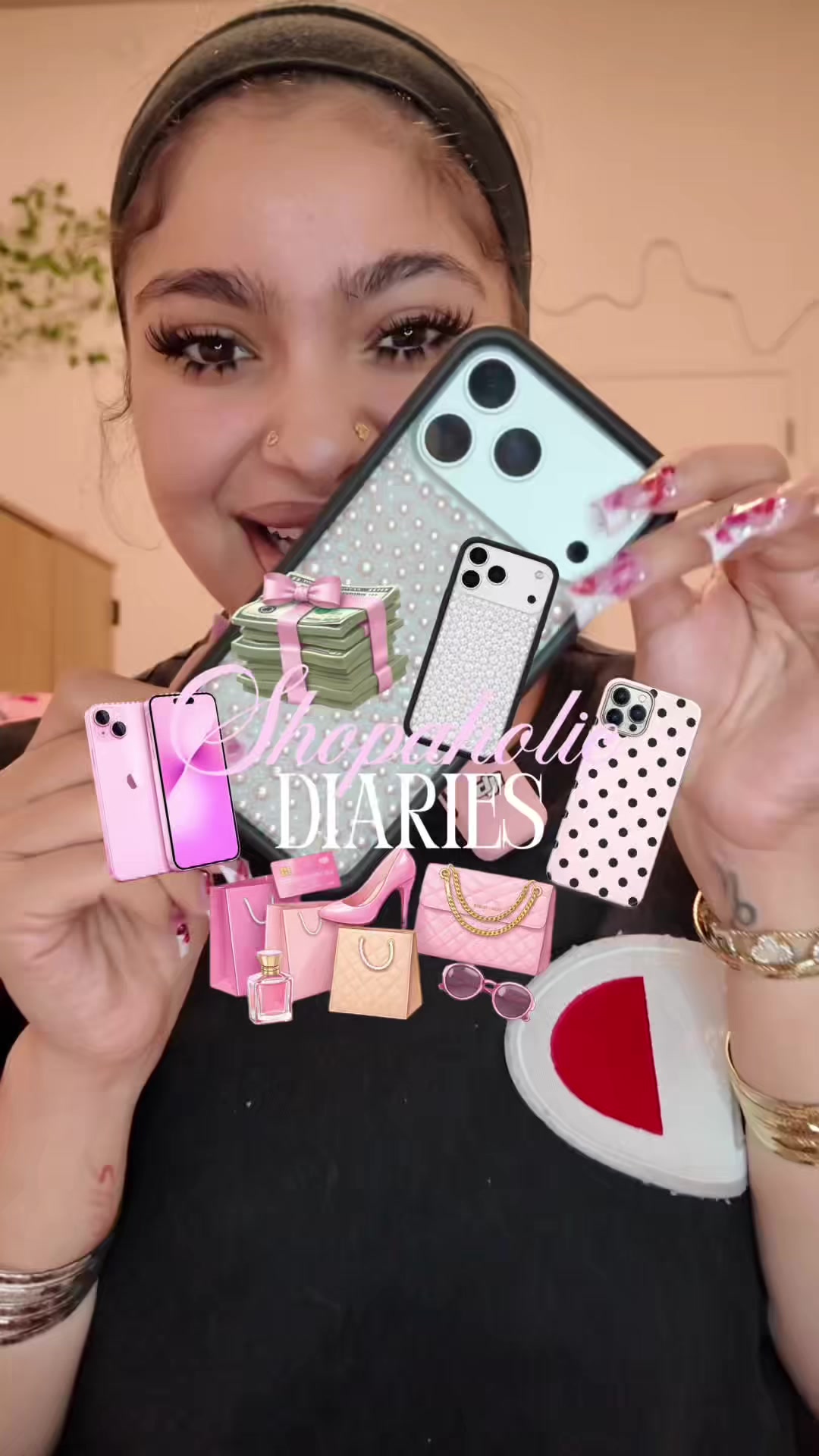 TikTok post by @rashellthadoll for Wildflower Cases. Caption reads: [...] new pearl Wildflower Case 🥹🎀📲 @Wildflower....