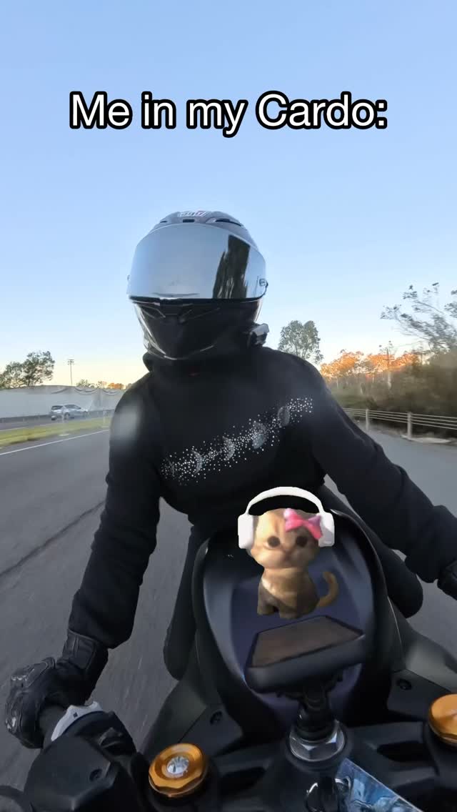Instagram post by @moonxninja for Cardo Systems. Caption reads: we just vibin 🎧🎀 @cardosystems - use code....