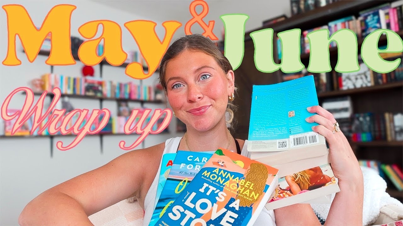 YouTube post by @whatsdesreading for BookoftheMonth. Caption reads: Every book I read in May and June *the best summer....