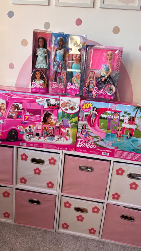 Instagram post by @emilylouisahousex for Mattel. Caption reads: [...] on @amazon 🫶 AD | @barbie @gifta_uk @mattel....