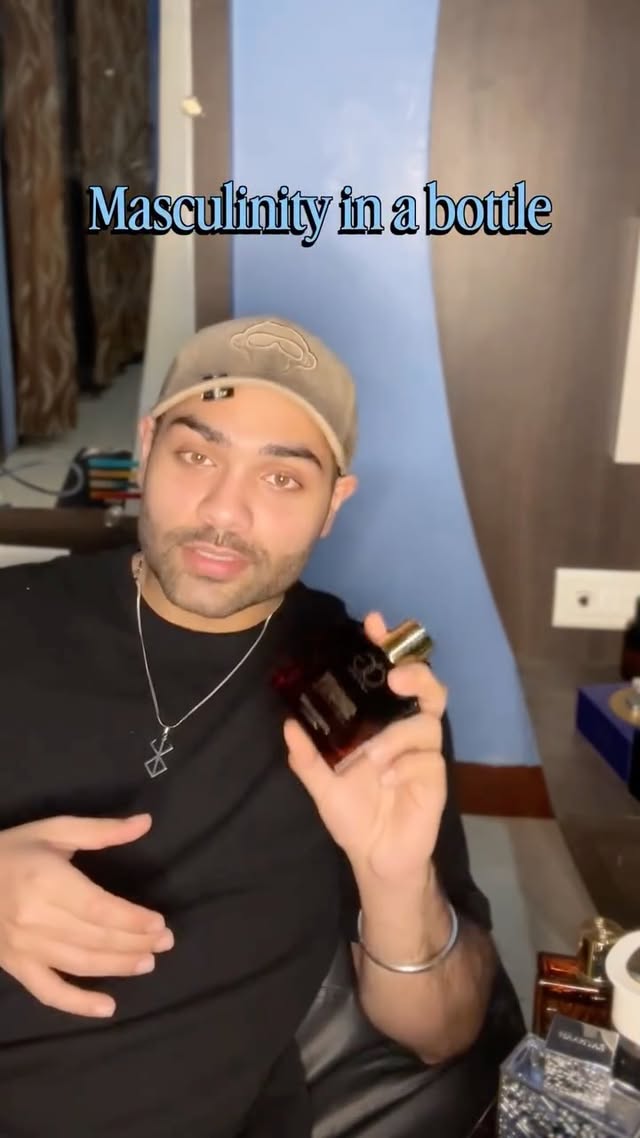 Instagram post by @fragranceguruu for OG Beauty. Caption reads: Two moods. One powerful combo. 🔥 OG Luxury Smokey....