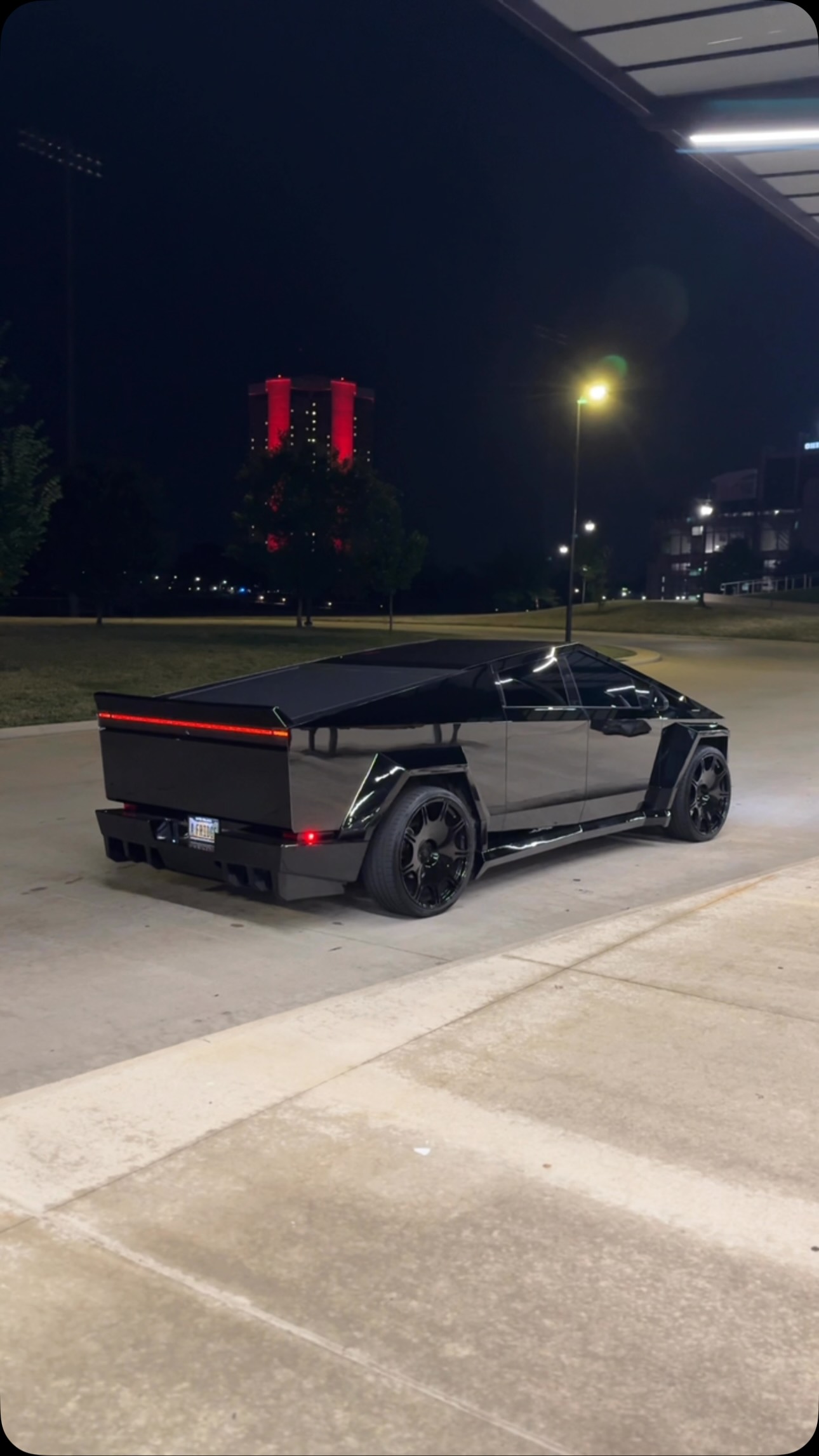 Instagram post by @art_is_fast for Tesla. Caption reads: Motivo Forged Wheels x Widebody Cybertruck....