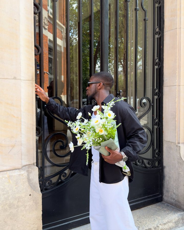 Instagram post by @francesco.teddy for Botané. Caption reads: When the bouquet is the outfit @botane_studios ad.