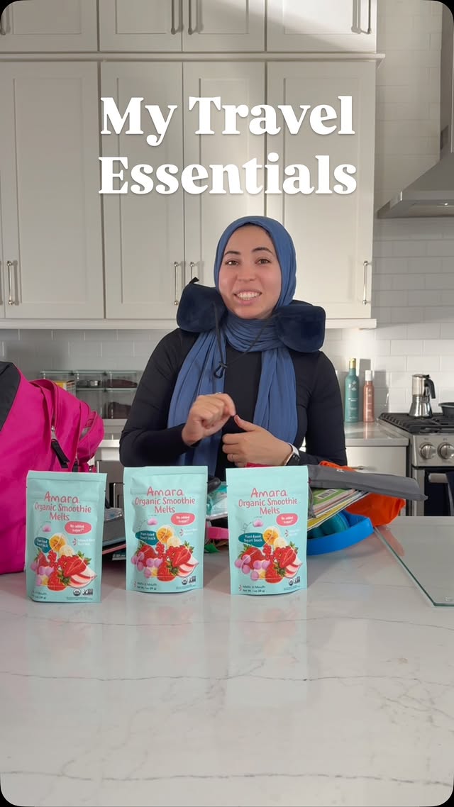 Instagram post by @lovinglylina for Amara Organic Foods. Caption reads: I’ve been traveling overseas with my kids for....