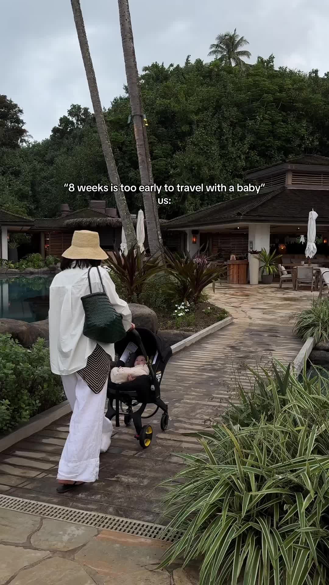 TikTok post by @tiffwang_ for Doona. Caption reads: SF → Kauai made easy thanks to the @Doona stroller....