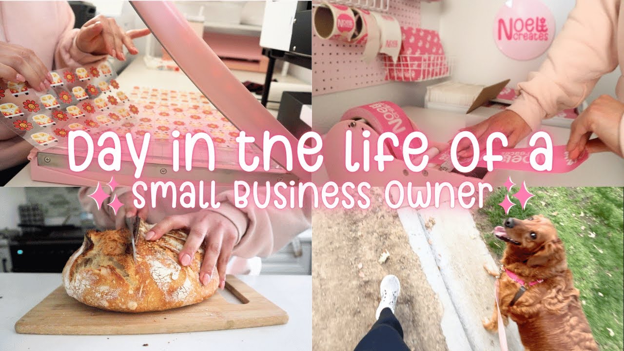 YouTube post by @noelicreates for Kittl. Caption reads: Day in the Life of A 25 Year Old Small Business....