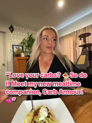 TikTok post by @lamb.nz for Oxyenergy. Caption reads: Love your carbs? 🍝 So do I! Meet OXYENERGY Carb....