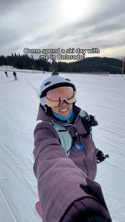 Instagram post by @juliatakesahike for CamelBak. Caption reads: [...] up 
🎒Pack my ski pack - @camelbak’s Zoid 3L....