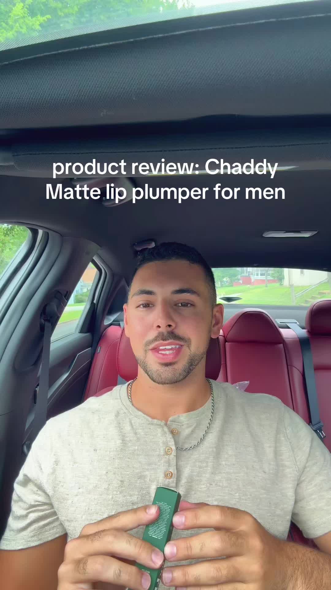 TikTok post by @d.palmm for Chaddy Cosmetics. Caption reads: [...] so far. I love a good chapstick @Chaddy....