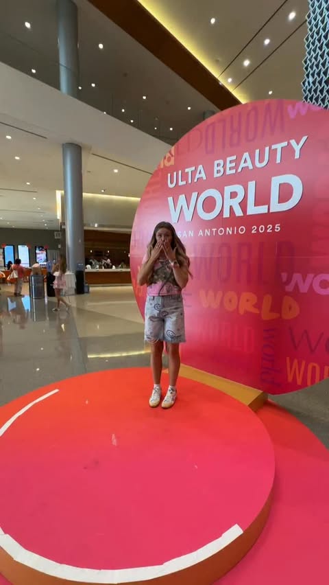 Instagram post by @christi_fritz for Ulta Beauty. Caption reads: Ulta beauty world 2026?! Who’s going?!💗✨✈️....