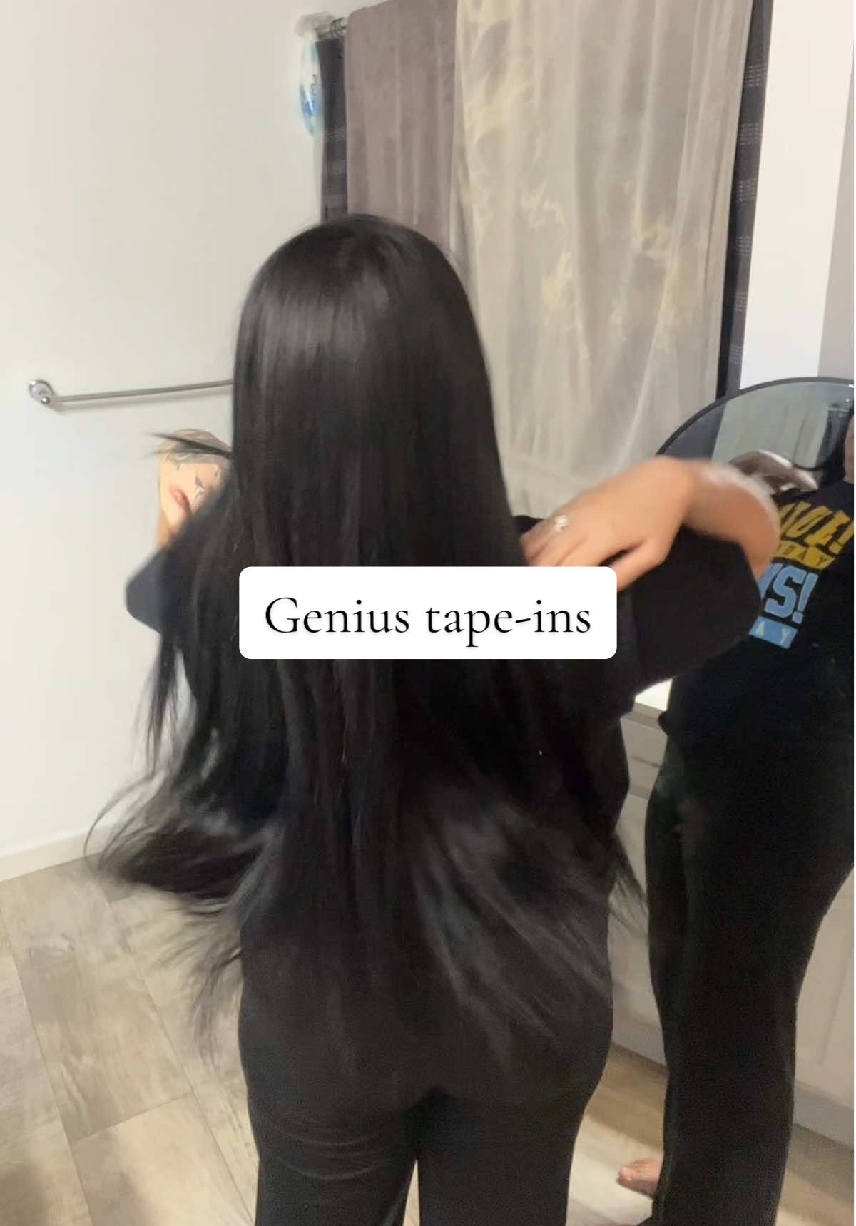 TikTok post by @laurenashleybond for Dooreshair. Caption reads: [...] #tapeinweft #tapeinhairextensions....