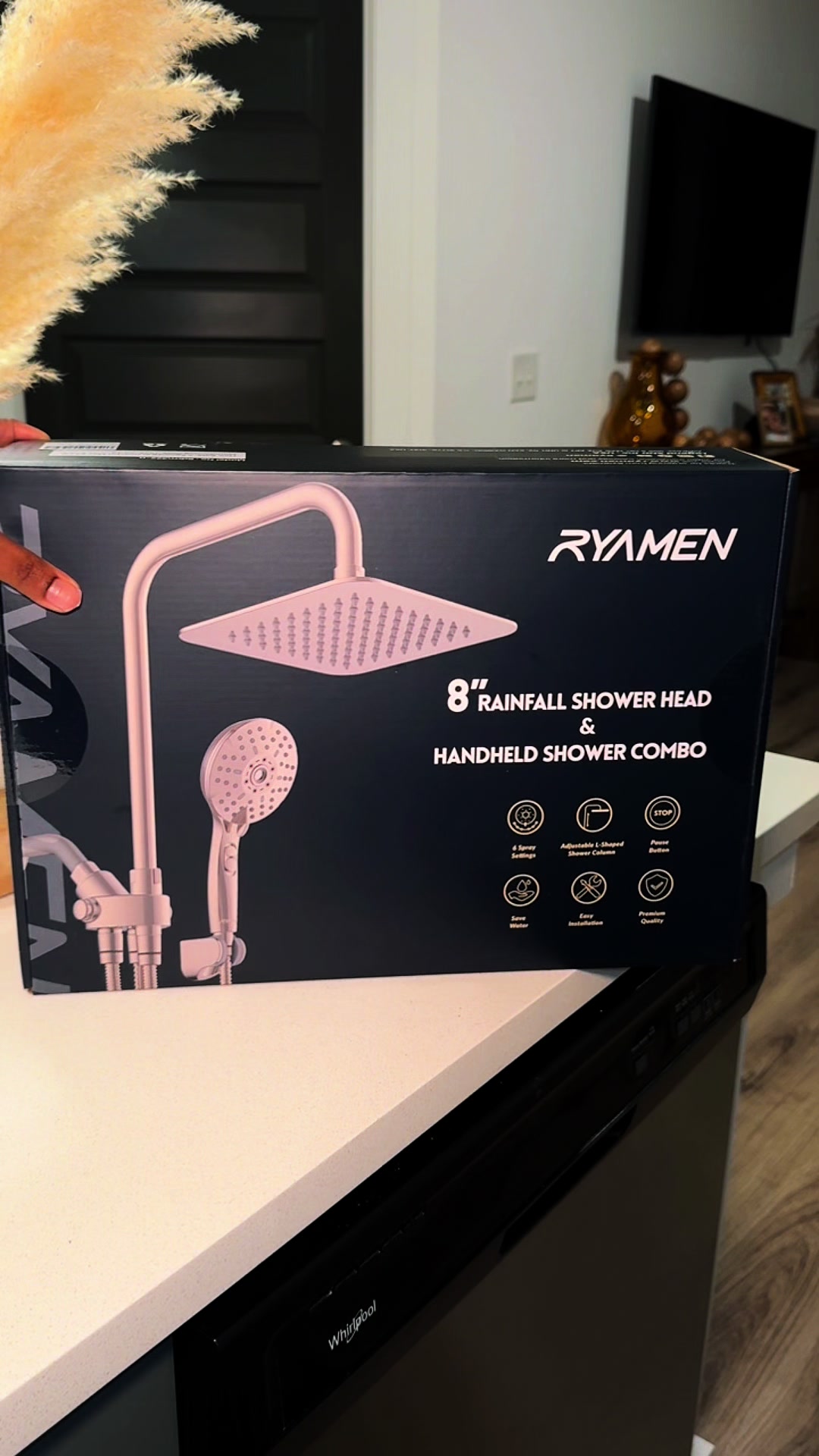 TikTok post by @thedigitalitgirl__ for RYAMEN. Caption reads: I’m literally obsessed with @RYAMEN shower heads....