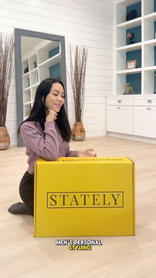 Instagram post by @totamsachika for Stately. Caption reads: So thrilled I discovered @stately_men to help....