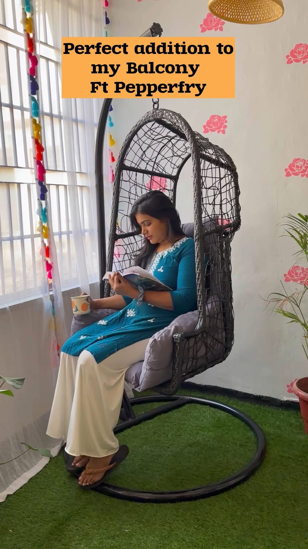 Instagram post by @mydecorworld1 for Pepperfry.com. Caption reads: I was looking for some cozy seating for my balcony....