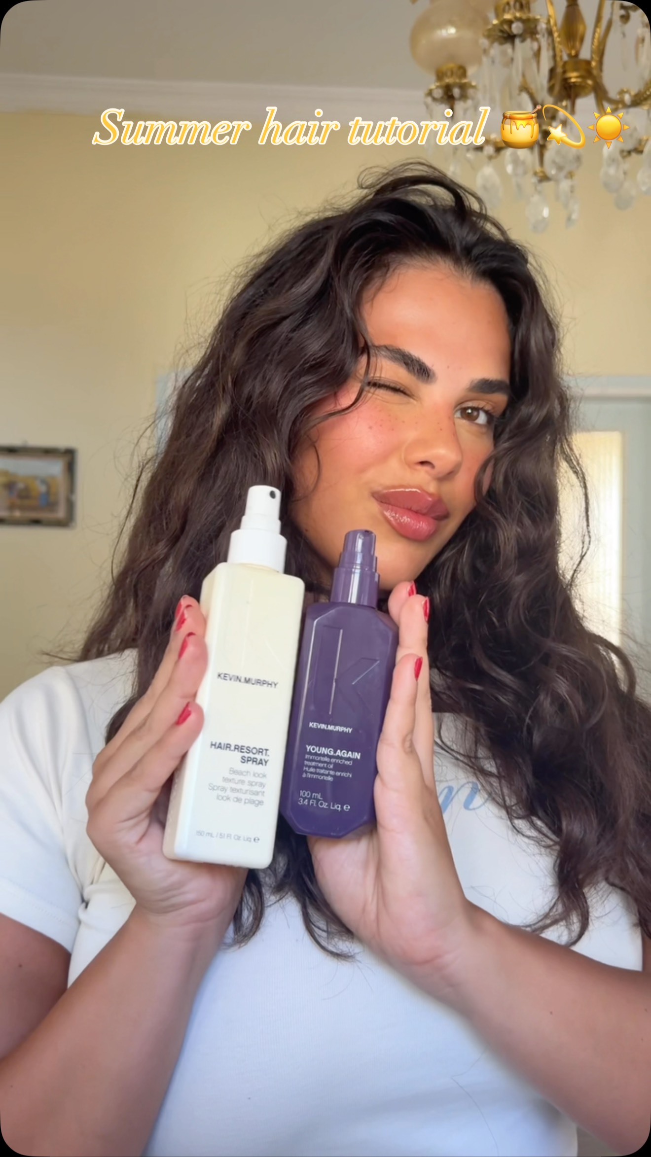 Instagram post by @shayzanco_ for Kevin Murphy. Caption reads: Summer hair tutorial 💛🍯✨ @kevin.murphy.