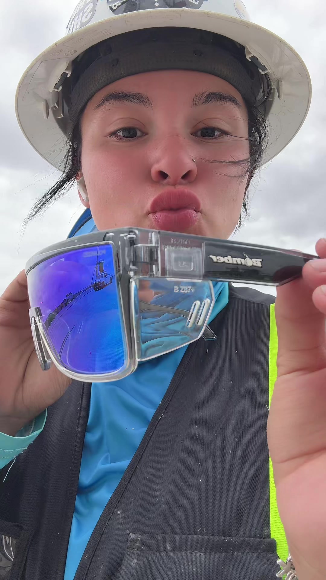 TikTok post by @haileeyy.renee for Bomber Eyewear. Caption reads: [...] my favorite pair of buzz bombs from @Bomber....