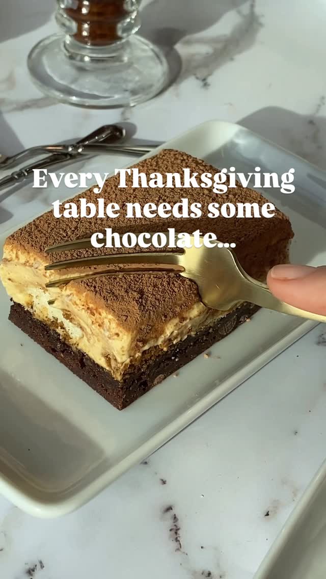 Instagram post by @katieleewilken for Betty Crocker. Caption reads: Hear me out…Thanksgiving needs chocolate. Sure,....