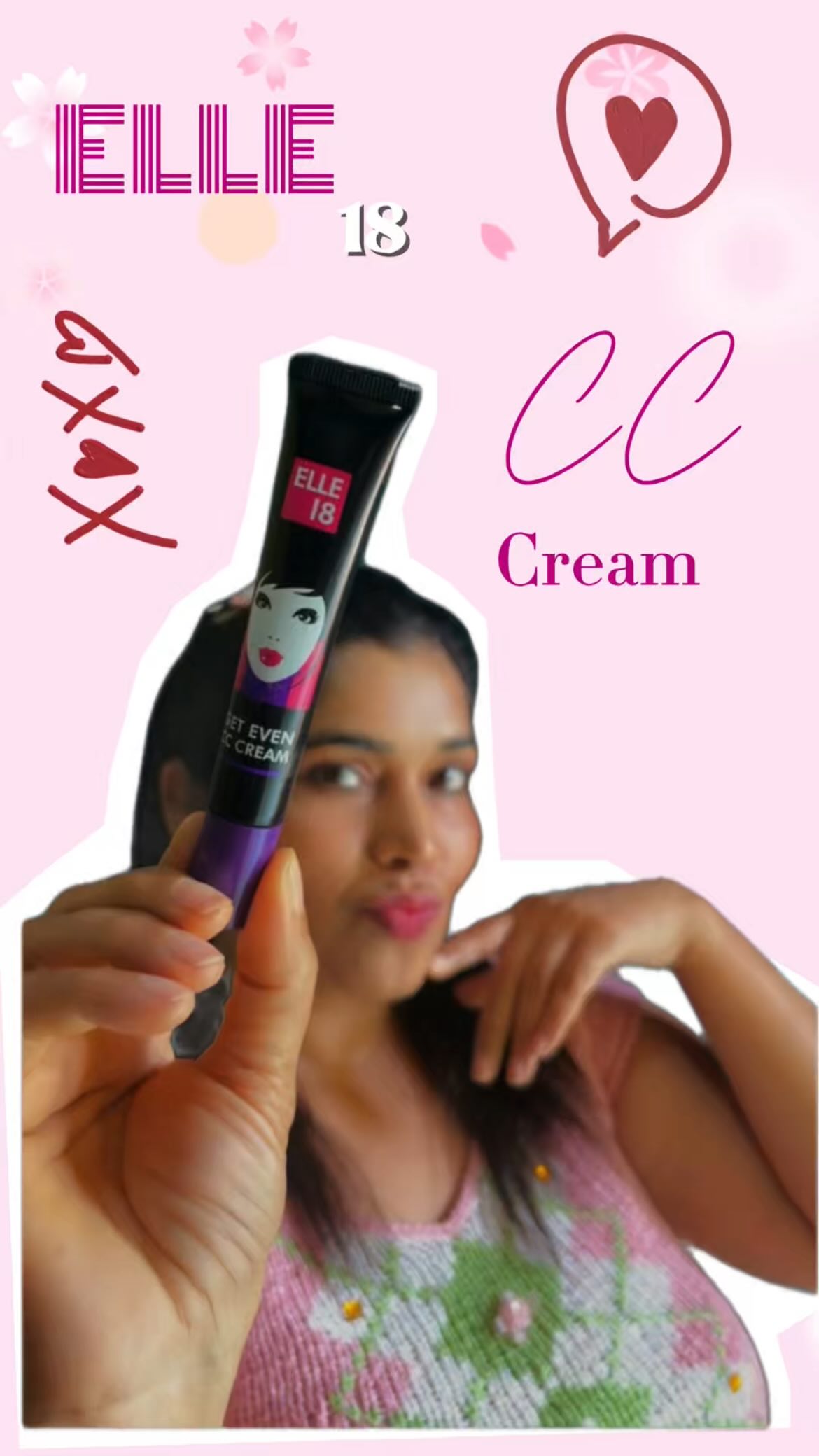 Instagram post by @sangeeta_choudhary.6 for Purplle. Caption reads: Confidence in a tube — Elle18’s Get Even CC Cream....