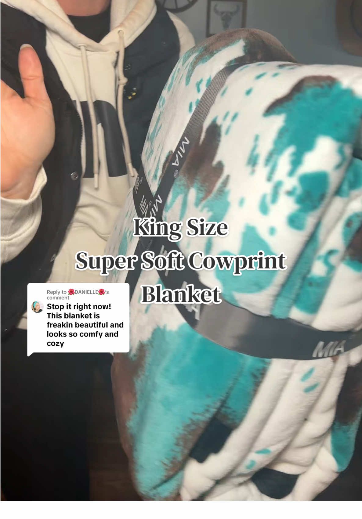 TikTok post by @youseekait_style for Dani Morgans. Caption reads: Replying to @🌺DANIELLE🌺 the super soft cowprint....