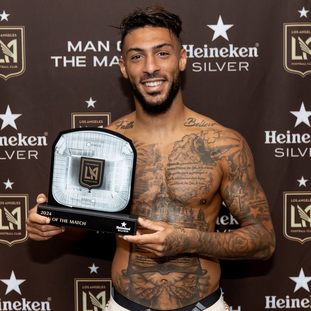 Instagram post by @bouanga_20 for Heineken US. Caption reads: Back-to-back match winners 🔥

Denis Bouanga is....