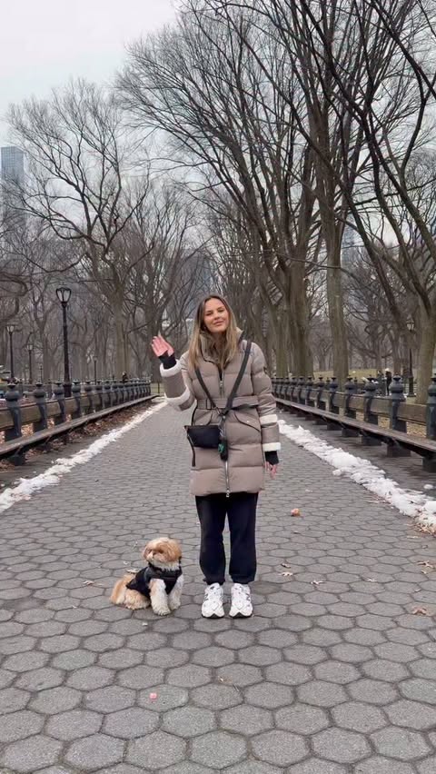 Instagram post by @enzoistheshiht for Chewy. Caption reads: [...] on Central Park in the cold thanks to....