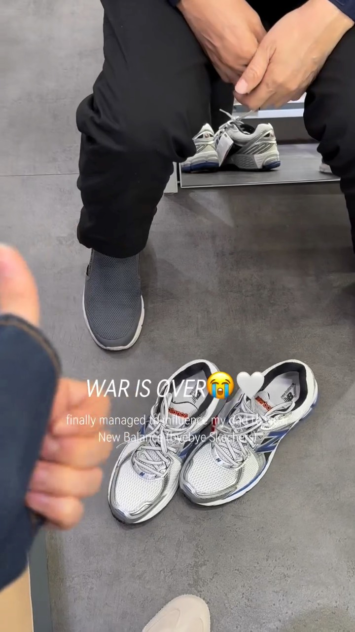 Instagram post by @jasminechennnn for New Balance. Caption reads: welcome to the club dad🤝🏻.