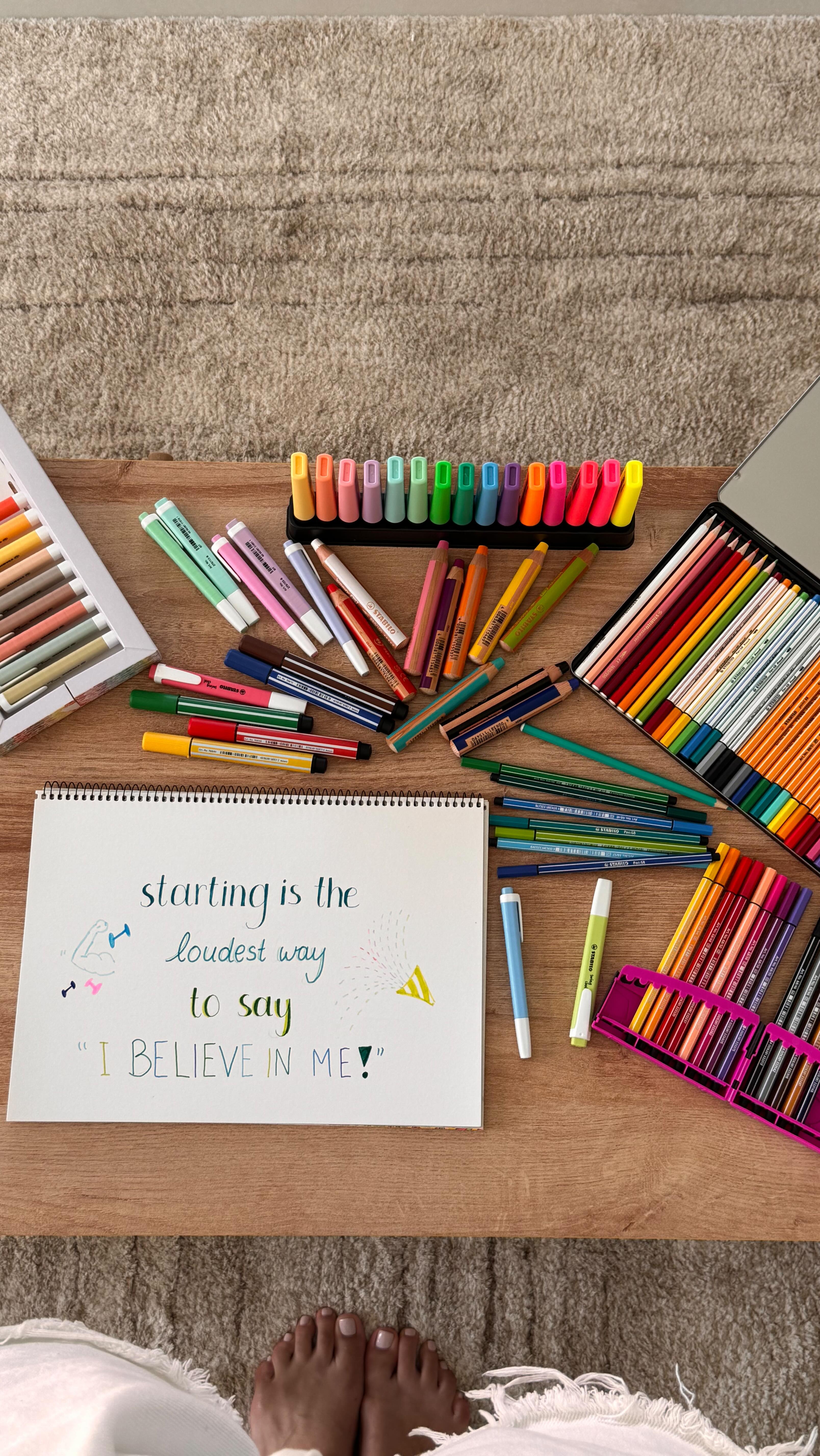 Instagram post by @pinelopi.anastasiadou for STABILO. Caption reads: You’ll get better along the way🫶🏽💓✨🦋 @stabilo....