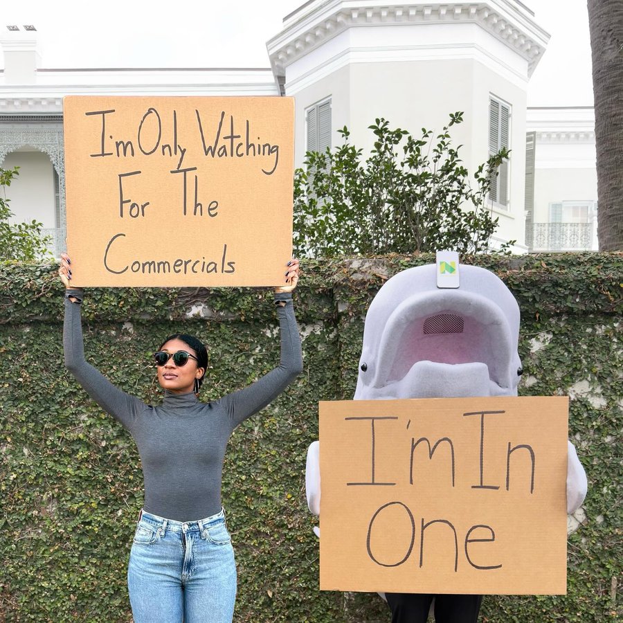 Instagram post by @dudettewithsign for NerdWallet. Caption reads: [...] my genius beluga friend in NOLA 🐳....