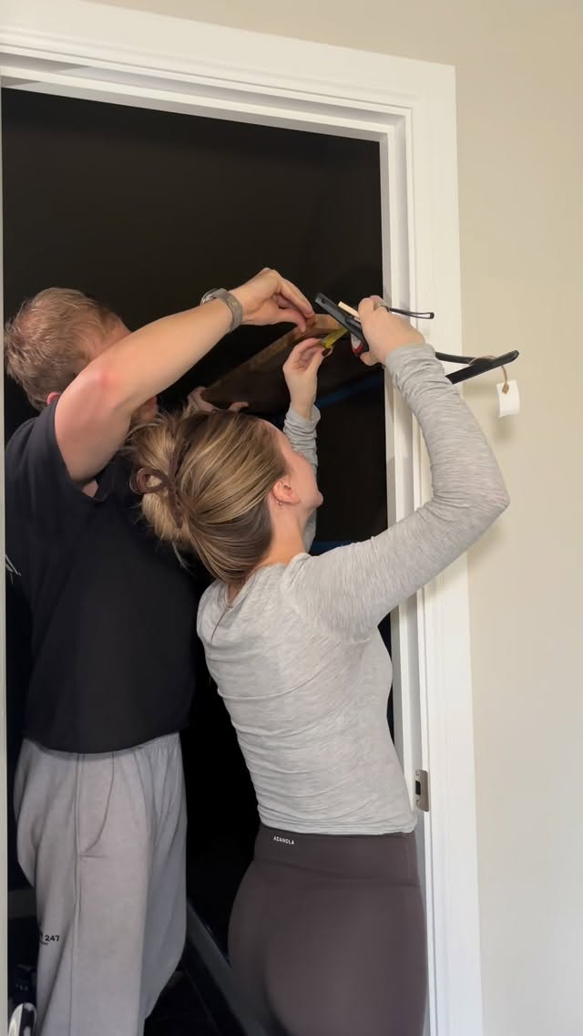 Instagram post by @molliescott for Wickes. Caption reads: PART TWO!! It’s coming together 🥹🫙🔩🧺 #pantry....