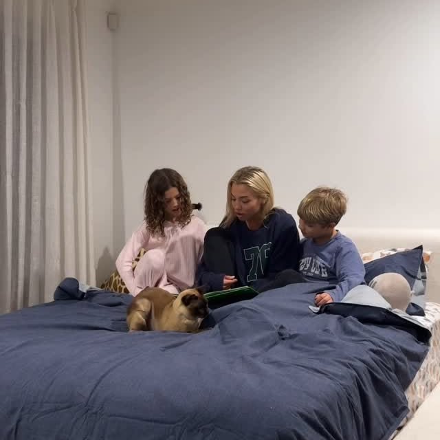 Instagram post by @tammyhembrow for Castlery. Caption reads: Wolfie has been asking for a new bed for a hot....