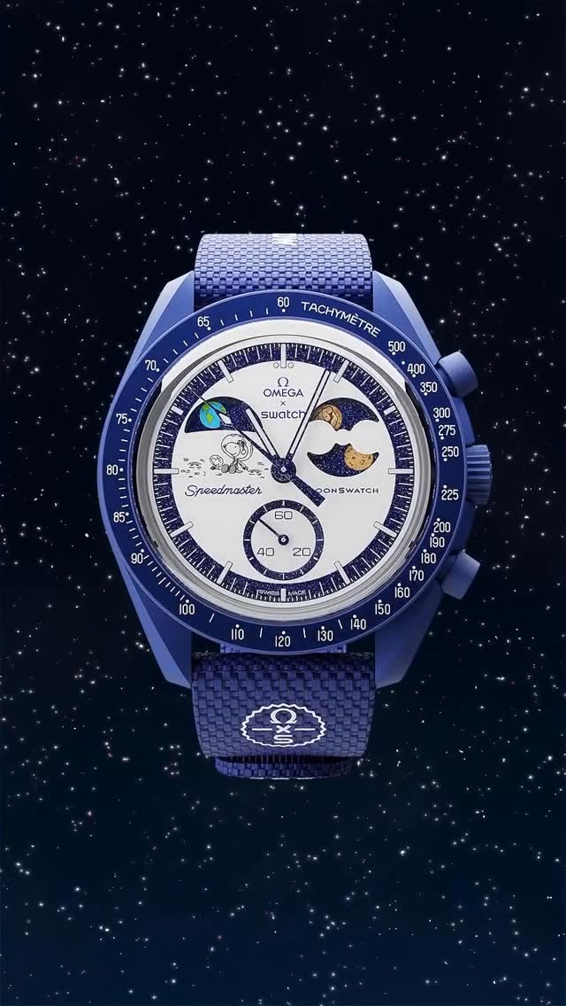 Instagram post by @swallow.mezon for Swatch. Caption reads: @swatch 
EARTHPHASE - MOONSHINE GOLD has....