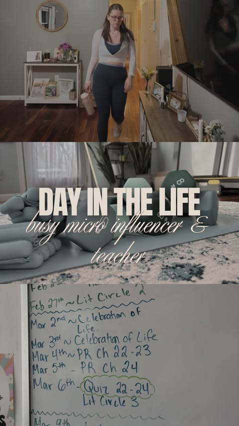 Instagram post by @fitbrookes for Simple Modern. Caption reads: My 5:30-8:00 am morning as a micro fitness....