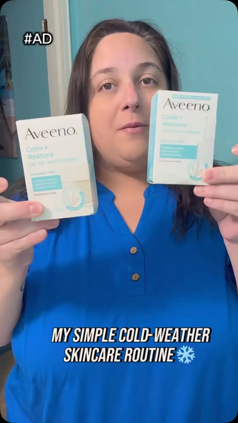 Instagram post by @dutcherstefanie for Aveeno. Caption reads: [...] my skincare routine simple with the Aveeno®....
