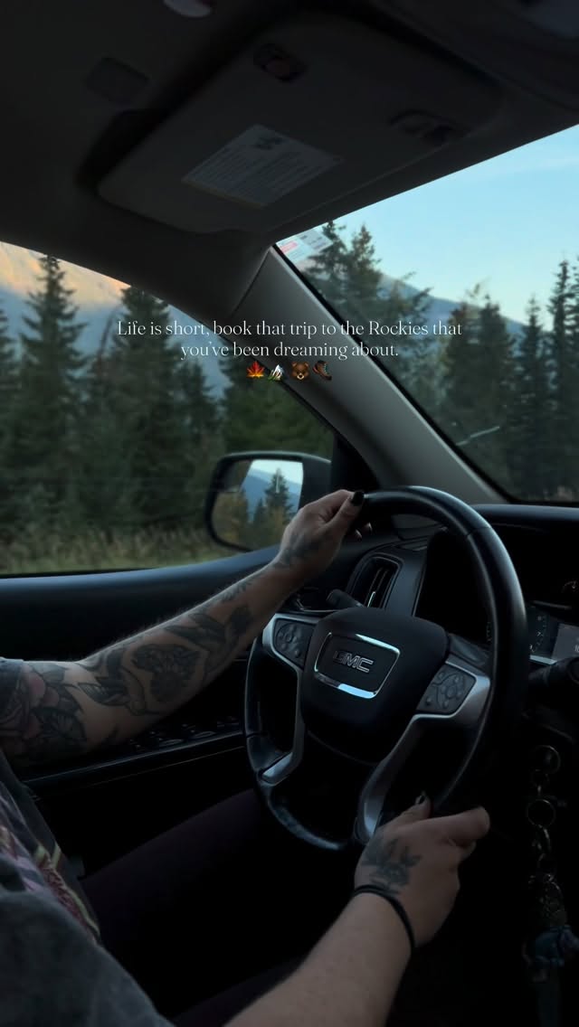 Instagram post by @goldenretrieveroakleyy for Travel Alberta. Caption reads: Life’s too short to keep saying....