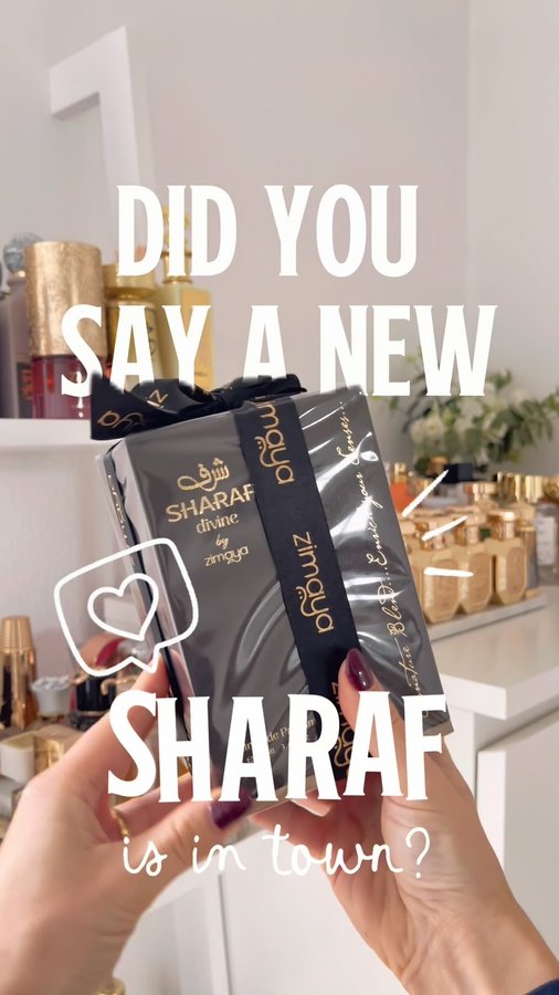 Instagram post by @scentedcloud18 for Zimaya Perfumes. Caption reads: 𝑆ℎ𝑎𝑟𝑎𝑓 𝐷𝑖𝑣𝑖𝑛𝑒 | 𝑍𝑖𝑚𝑎𝑦𝑎....