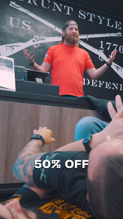 Instagram post by @treserranorealtor for Grunt Style. Caption reads: Can’t we all just get along? Shop BOGO 50% Hoodie....