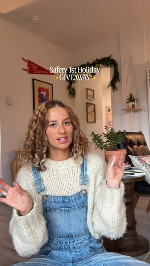 Instagram post by @rebekahlynnkalis for Safety 1st. Caption reads: [...] holiday tradition! #ad #giveaway....