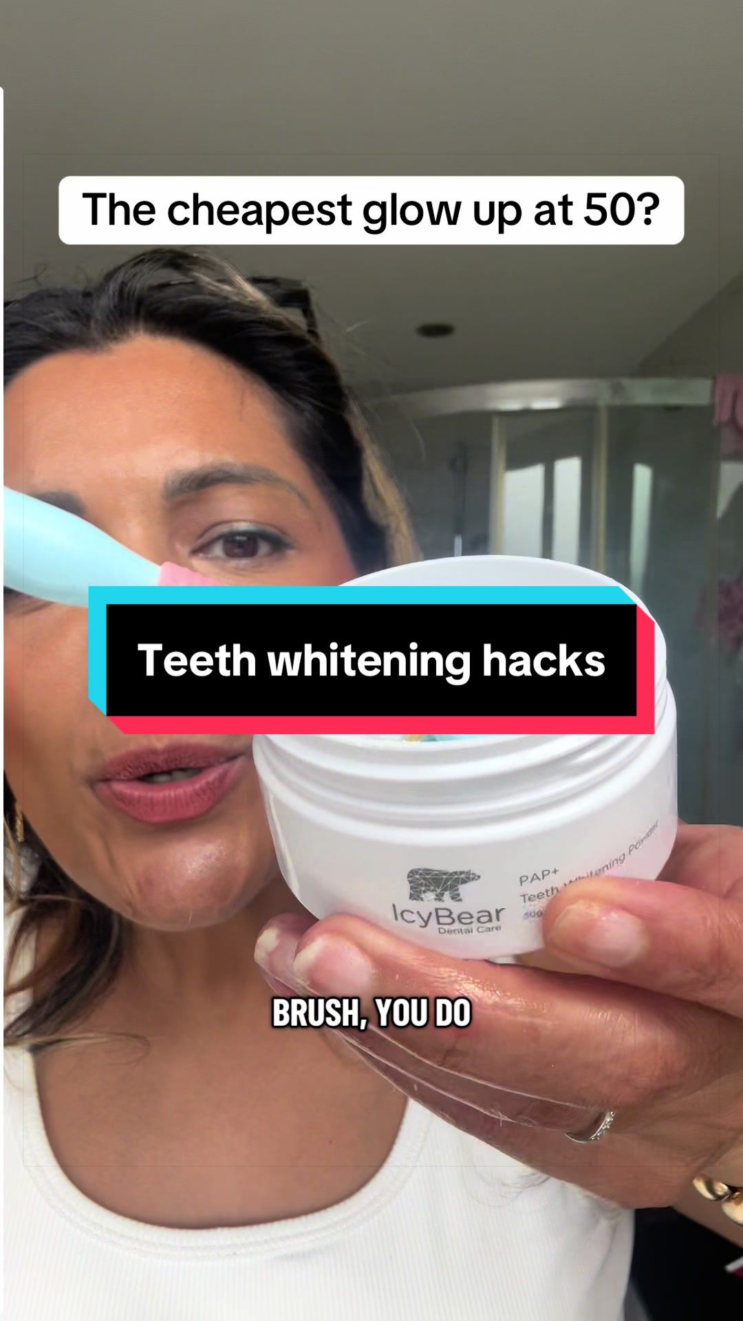 TikTok post by @sheena.tiktok76 for Icy Bear Dental. Caption reads: Fancy a easy and cheap glowup that everyone will....