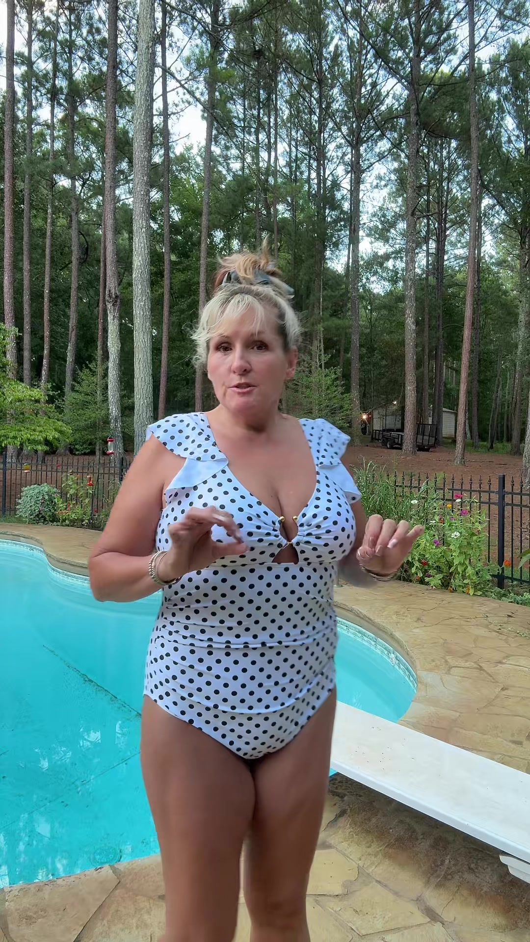 TikTok post by @bosslady1971 for Eomenie. Caption reads: @EOMENIE #swim #swimming #fashion [...].