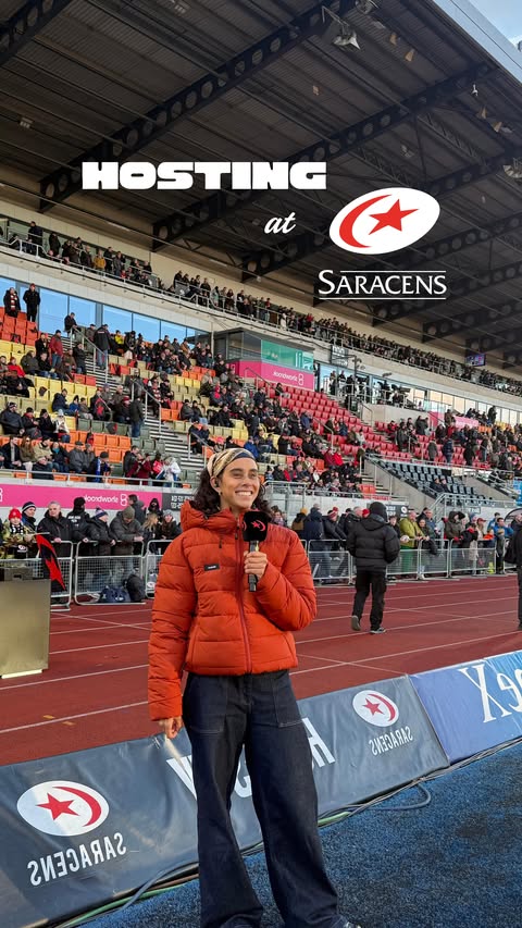 Instagram post by @saracensofficial for Finisterre. Caption reads: [...] the past @bovril 😆?!! P.S. Thank you....