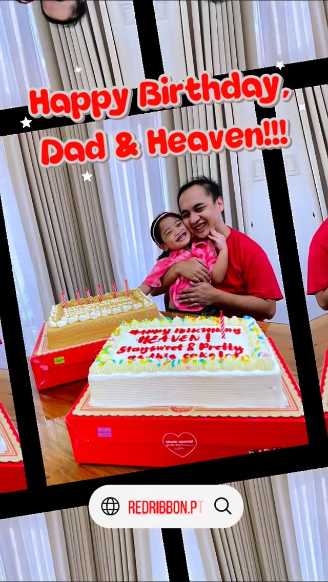 Instagram post by @mrsangel_sky for Red Ribbon Bakeshop. Caption reads: The BIGGER, The BETTER! 🎉🎈 Have a sulit and....