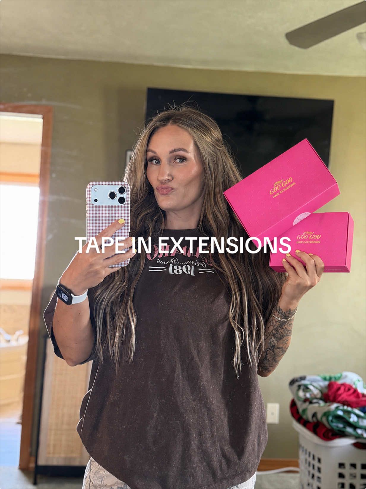 TikTok post by @tegan.m.anacletoooo for Goo Goo Hair. Caption reads: [...] the fullness… unreal. 🎀 @GOO GOO @GOO GOO....