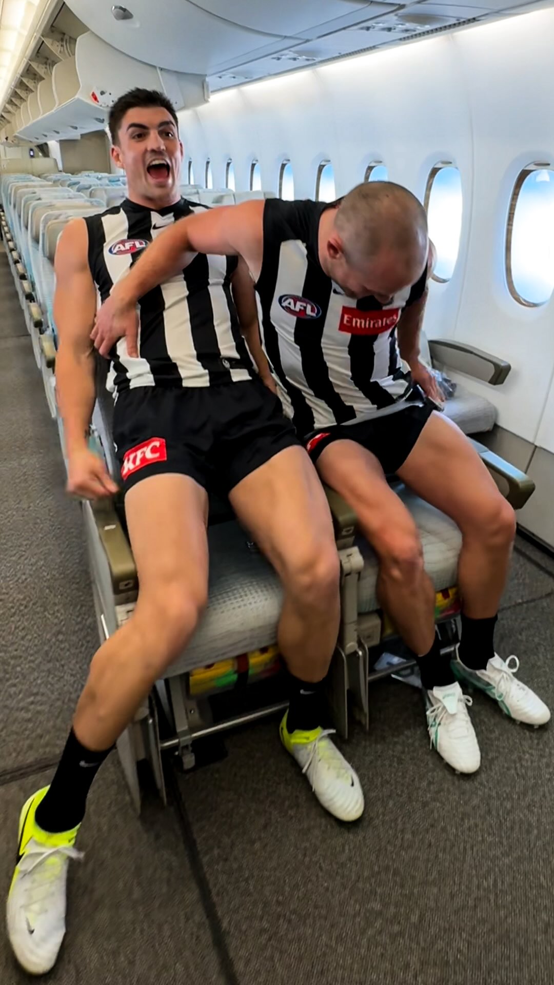 Instagram post by @collingwood_fc for Emirates. Caption reads: @brayden.maynard and @tommitchell6 made their @afl....