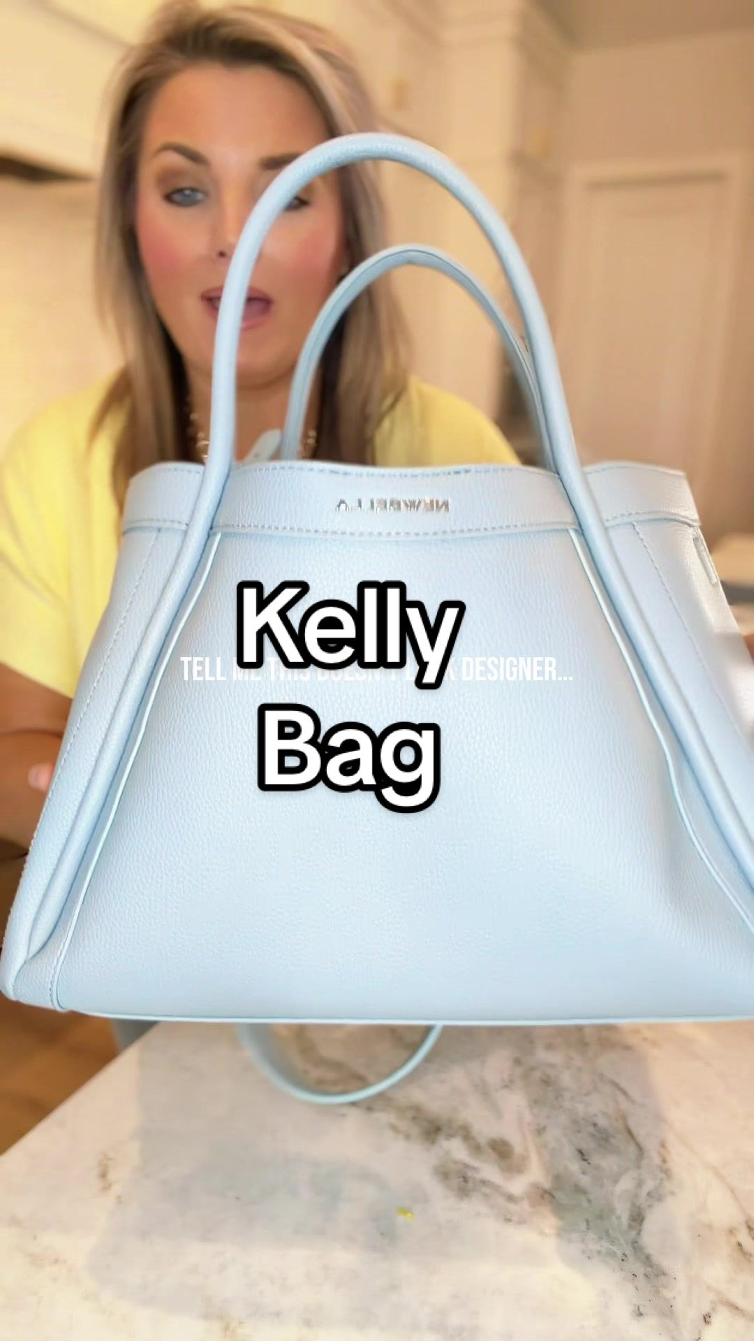 TikTok post by @lifewithheathersahm for NEWBELLA. Caption reads: Newbella Kelly style handbag giving structured....